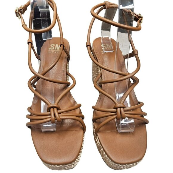 SM New York July Brown Wedge Heels Espadrille Sandals Straps Women 8M Man Made - Picture 12 of 12